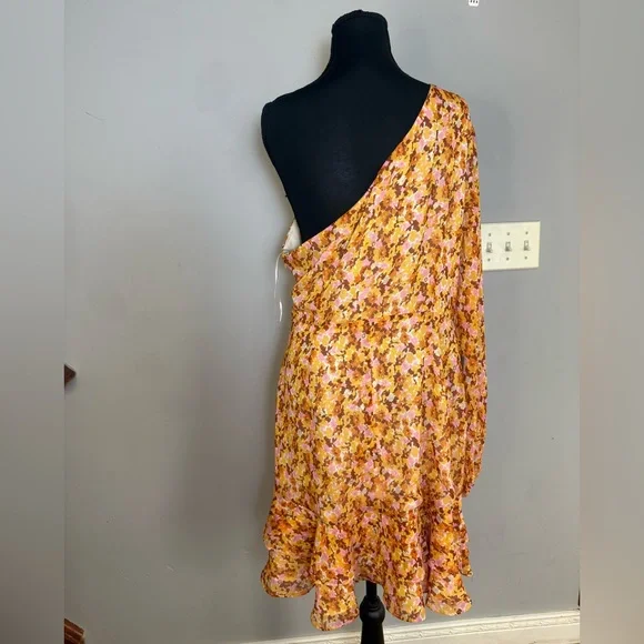 Lush Multicolor Floral one sleeve dress size XL - Picture 7 of 9